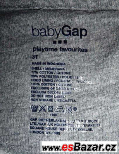 Šedá Mikina GAP - BabyGap vel. 3T – fotografie 3