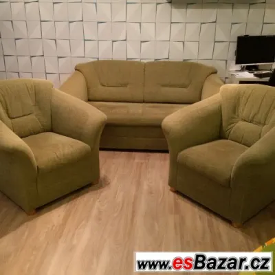 Rozkládací sedací souprava s úložným prostorem + 2 křesla