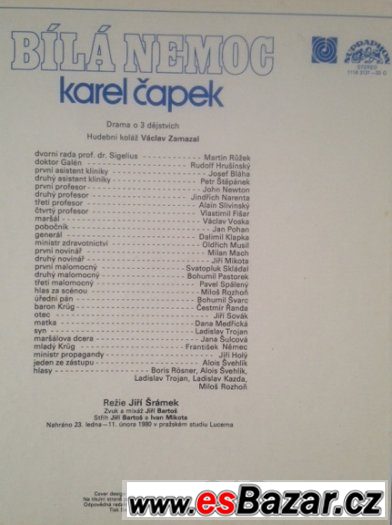 3x LP gramodeska: Karel Čapek BÍLÁ NEMOC (1982) – fotografie 5