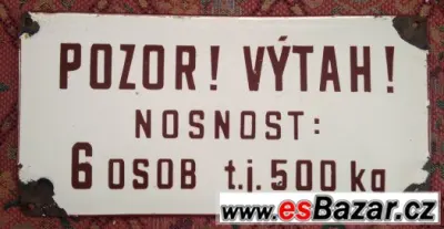 Stara smaltovana cedule VYTAH ... cca 10x 21 cm