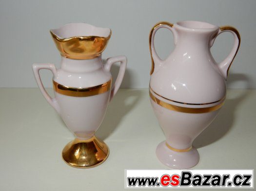 miniatury z růžového porcelánu - amfory – fotografie 2