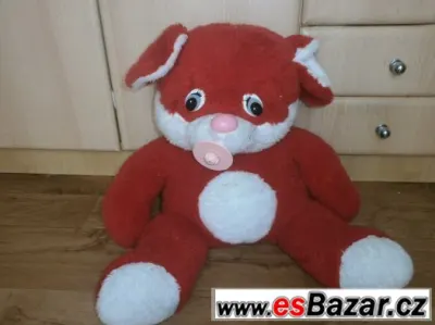 medvěd velký 70cm,červený s dudlíkem.