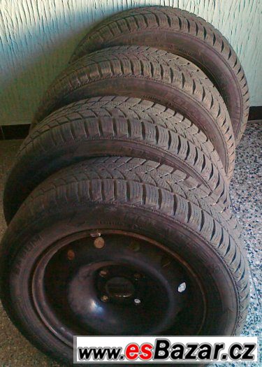 zimni kola roztec 4x108,pneu 175/65/14. 3 kusy – fotografie 1