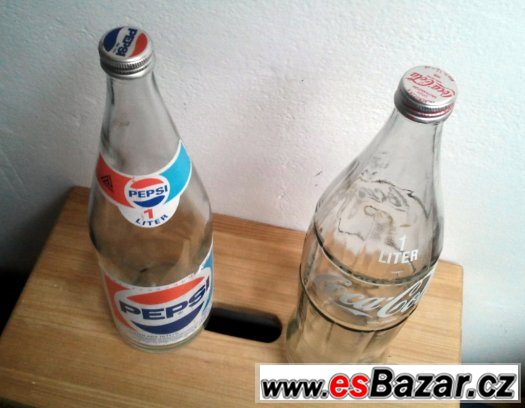 Skleněná Láhev Coca-Cola a Pepsi stáří cca 30 let – fotografie 3