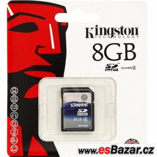 Paměťová karta Kingston SDHC 8GB Class 4 + adaptér (nová) – fotografie 2