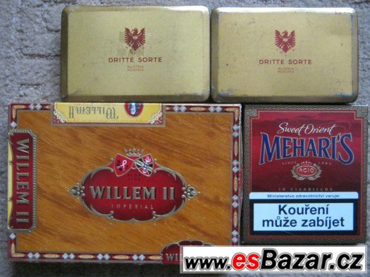 staré plechové krabičky TABÁK CIGARETY DOUTNÍKY – fotografie 1
