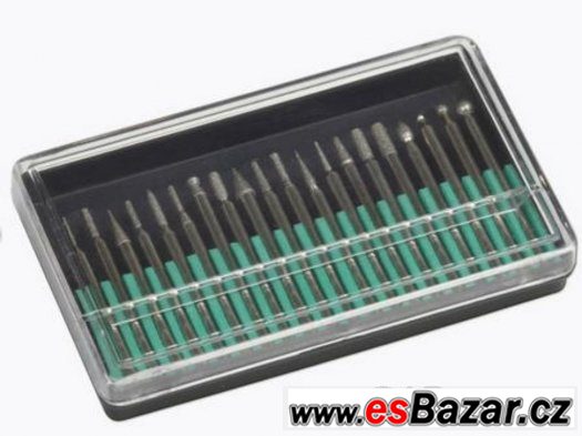 Frézky diamant mini ,set  20ks (na sklo,keramiku,kovy, nerez – fotografie 1