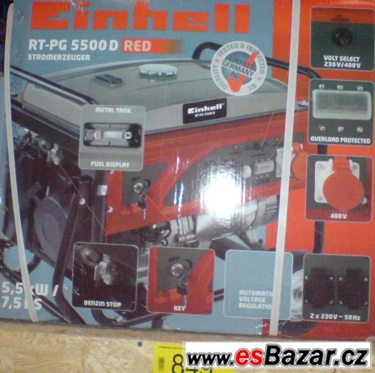 Generátor benzín, 2x220V+380V,  5,5kW, nepoužitý-velká sleva – fotografie 2