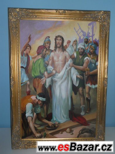 KŘÍŽOVÁ CESTA  olejomalba na plátně - dřevěný rám 1050x750mm – fotografie 1