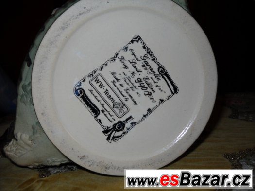Krásný luxusní starý velký porcelánový korbel s víkem značen – fotografie 4