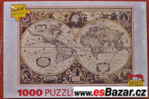 Nové, orig.zabalené Puzzle - 1000 dílků, hist.mapa světa, – fotografie 1
