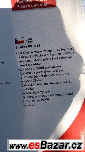 sušička ovoce dr3525 300w nepoužívaná zelenina houby – fotografie 4