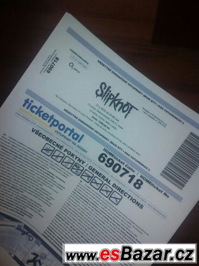 SLIPKNOT Praha 27.1.16  -  2 VSTUPENKY U PODIA – fotografie 1