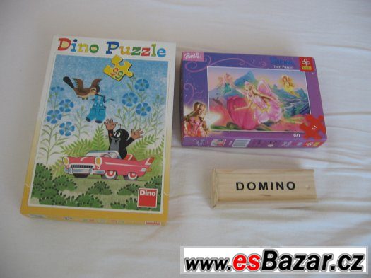 2 x puzzle a dřevěné domino – fotografie 1