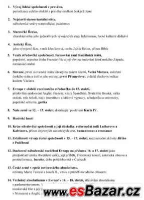MATURITNÍ OTÁZKY Z DĚJEPISU