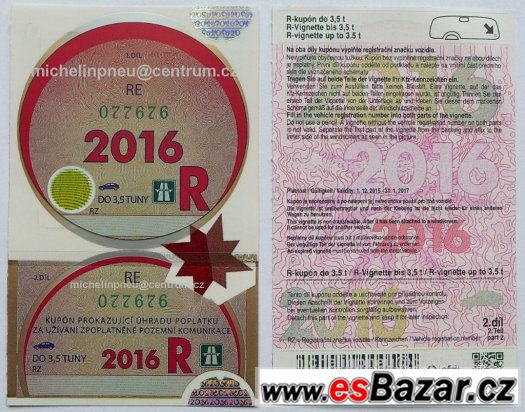 Dálniční známka 2016, roční, ČR - úplně nové – fotografie 1