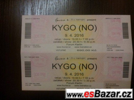 KYGO - 9.4.2016 - forum Karlín, poslední dvě vstupenky – fotografie 1
