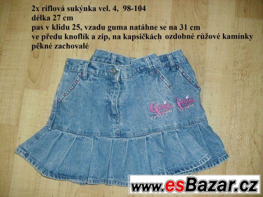 2x riflová sukně pro dvojčata vel. 98-104 – fotografie 1