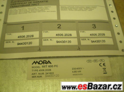 MORA MIT 600 FC- indukční deska – fotografie 2