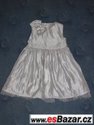 Značkové stříbrné slavnostní šatičky M&S  - vel. 92-98
