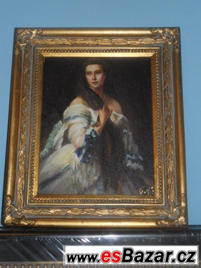 Olejomalba na plátně -  bohatě zdob.rám 330x280mm -3- – fotografie 1