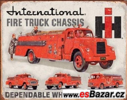 FIRE TRUCK CHASSIS - plechová cedule 410x320mm – fotografie 1