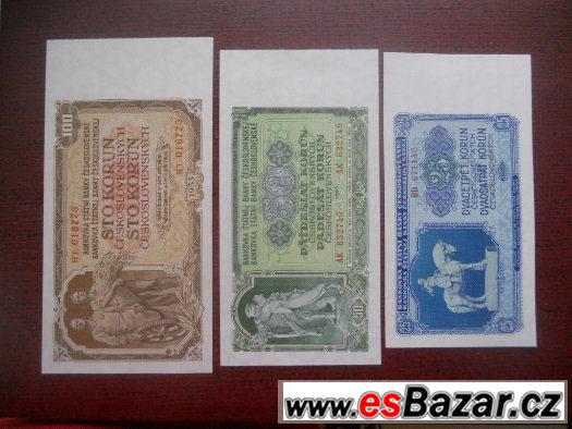 Sestava tří bankovek Československa - 1953 - UNC – fotografie 1