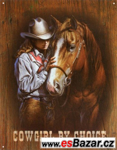 COWGIRL BY CHOICE - plechová cedule 410x320mm – fotografie 1