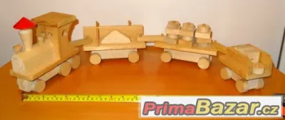 Vlak dřevěný přírodní velký