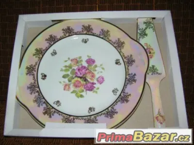 Nový porcelán, sklo, talíř, mísa, hrnky, skleničky