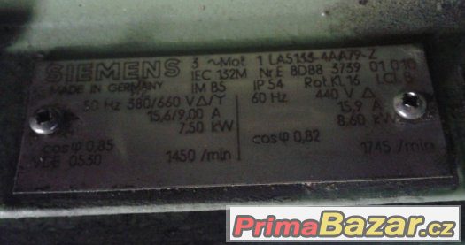 Elektromotor Siemens 7,5kW – fotografie 1