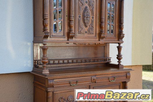 Starožitný, řezbovaný příborník - 120 let-Unikátní kus-velký – fotografie 5