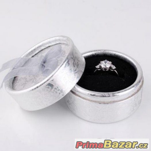 Prsten pozlacený- 18k bílé zlato+kamínky- bílý Topaz – fotografie 3