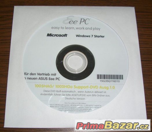 Windows 7 Starter pro Asus Eee PC (support DVD) – fotografie 1