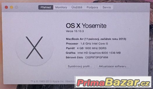 Macbook Air 11, rok 2015,  4GB RAM, 128GB SSD – fotografie 2