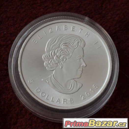 stříbrná mince, investiční stříbro Maple Leaf 1 oz DOKLAD – fotografie 1