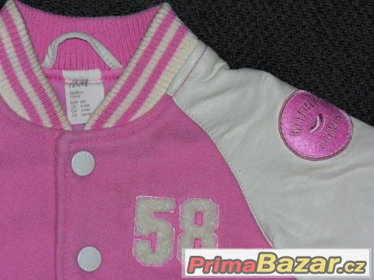 č.214 - Bunda růžovobílá H&M vel.68-74 – fotografie 3