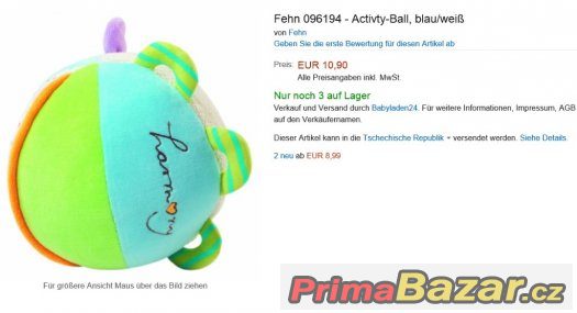 141- Mazlík od německé firmy Fehn.de Activity-Ball růžový 0+ – fotografie 4