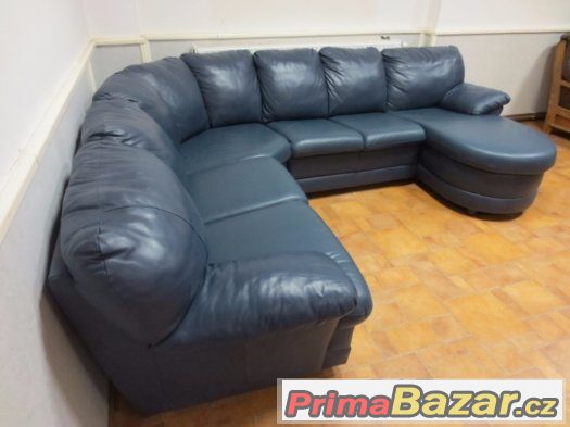 Rohová sedací souprava. PRAVÁ KŮŽE. Extra pohodlná. – fotografie 3