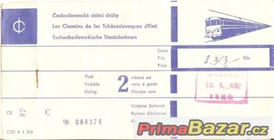 Stará vlaková jízdenka, staré jízdenky, železniční.