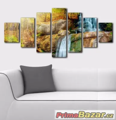 VELKÝ obraz - sedmidílný - VODOPÁD - 210 x 100 cm