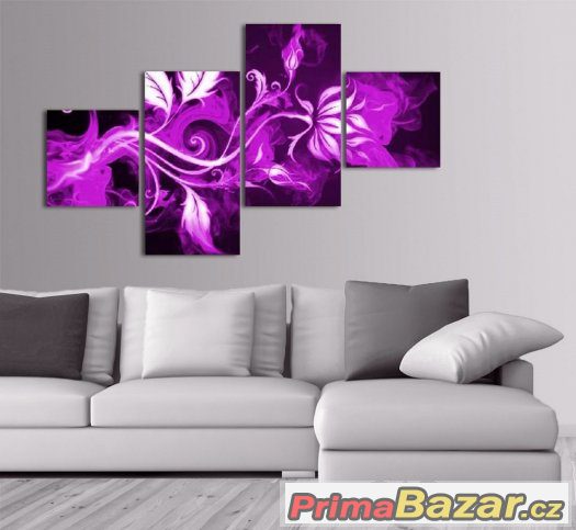 Čtyřdílný obraz - FIALOVÝ KVĚT - velikost 100x70 cm – fotografie 1