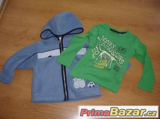 Setík - mikinky chlupatky a trička s dinem, vel. 98 – fotografie 2