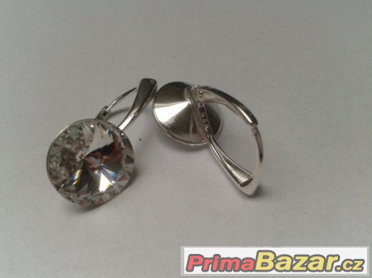 Stříbrné náušnice se Swarovski Rivoli, crystal, 12 mm, nové – fotografie 2
