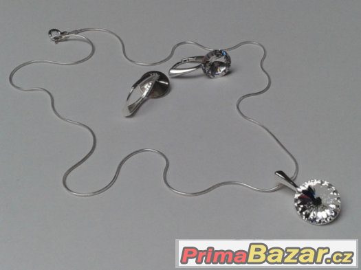 Nádherný stříbrný set se Swarovski Rivoli, 12 + 14 mm, nový – fotografie 2