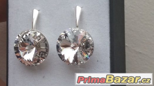 Stříbrné náušnice se Swarovski Rivoli, crystal, 16 mm, nové – fotografie 1