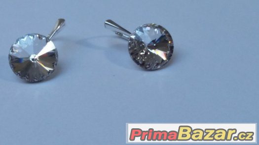 Stříbrné náušnice se Swarovski Rivoli, crystal, 16 mm, nové – fotografie 2