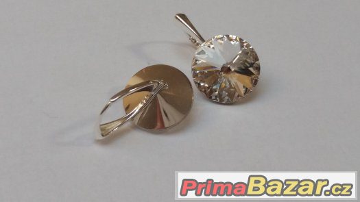 Stříbrné náušnice se Swarovski Rivoli, crystal, 16 mm, nové – fotografie 3