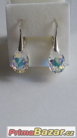 Stříbrné náušnice se Swarovski Elements, kapka, nové – fotografie 1