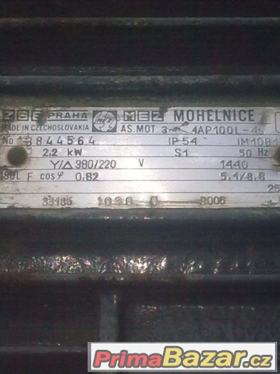 elektromotor patkový 380v/2,2kw,1440ot/min. dva kusy – fotografie 2